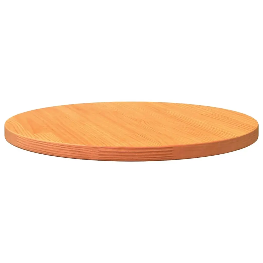 Round Wooden Table Top Brown Solid Pine Wood Wax Indoor Coffee Tabletop