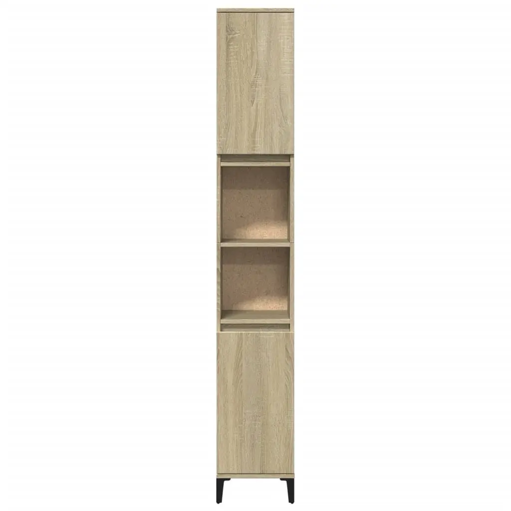 Bathroom Cabinet Sonoma Oak Tall Storage Unit 30x30x190cm with Shelves and Doors