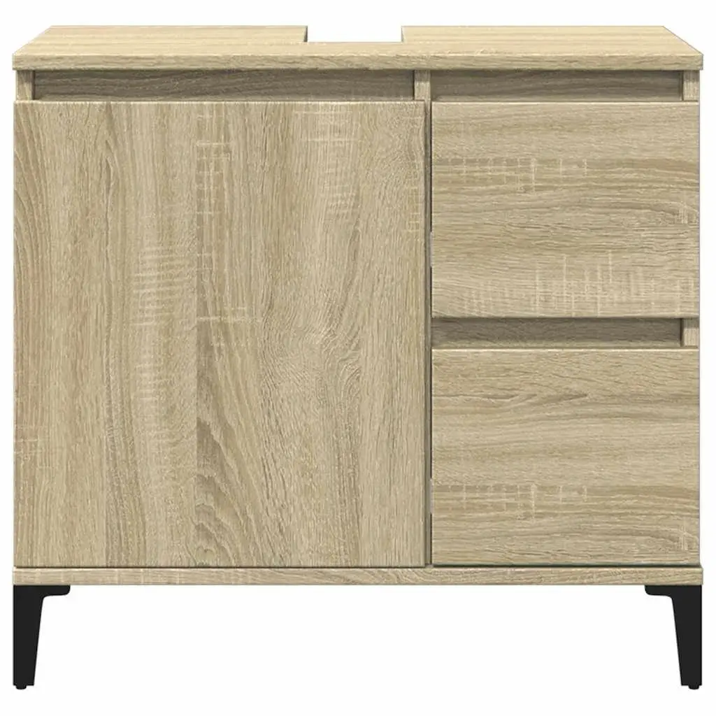 Bathroom Vanity Cabinet Storage Unit Brown Engineered Wood 65x33x60cm