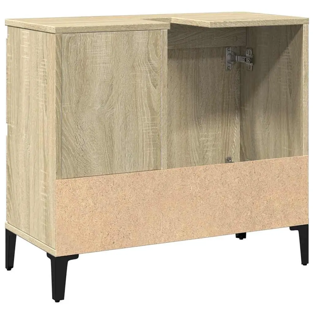 Bathroom Vanity Cabinet Storage Unit Brown Engineered Wood 65x33x60cm