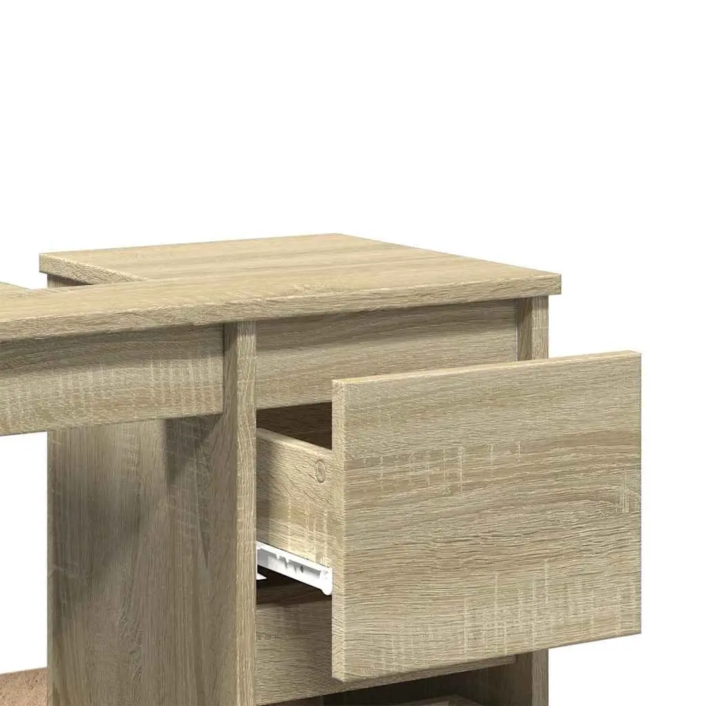 Bathroom Vanity Cabinet Storage Unit Brown Engineered Wood 65x33x60cm