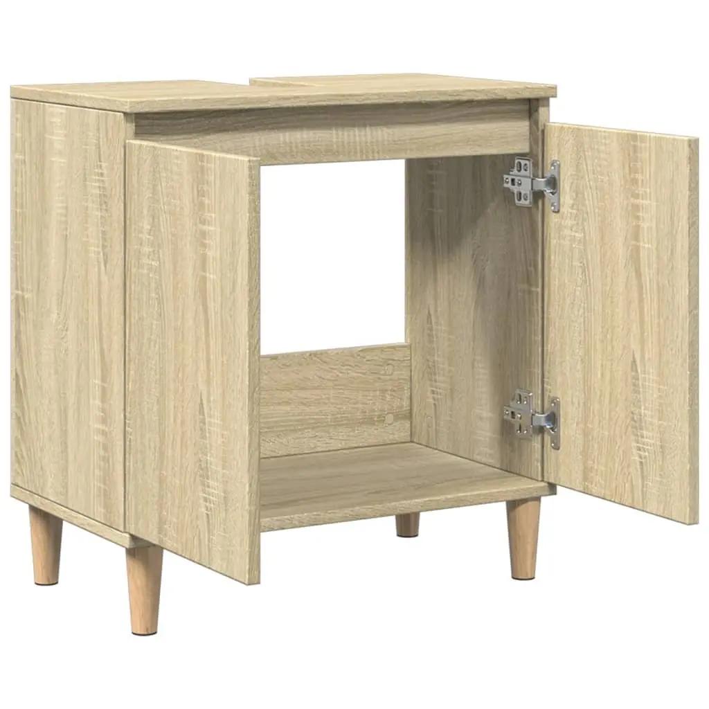 Bathroom Vanity Sink Cabinet Sonoma Oak 58x33x60 cm Storage Unit