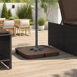 4-Piece Parasol Base Set with 100kg Capacity and Brown Finish