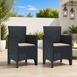 Garden Chair Set: 2 Anthracite Chairs, 53x49x85cm
