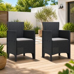 Outdoor Garden Chair 2 Piece Set Anthracite Modern Patio Seating Furniture