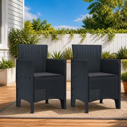 Outdoor Garden Chair Set of 2 Anthracite Modern Seating Patio Furniture