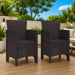Outdoor Garden Chair Set of 2 Brown Polypropylene Seating Modern Patio Furniture