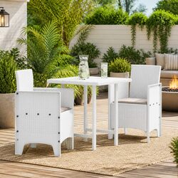 Outdoor Garden Chair Set - 2 White Polypropylene Chairs