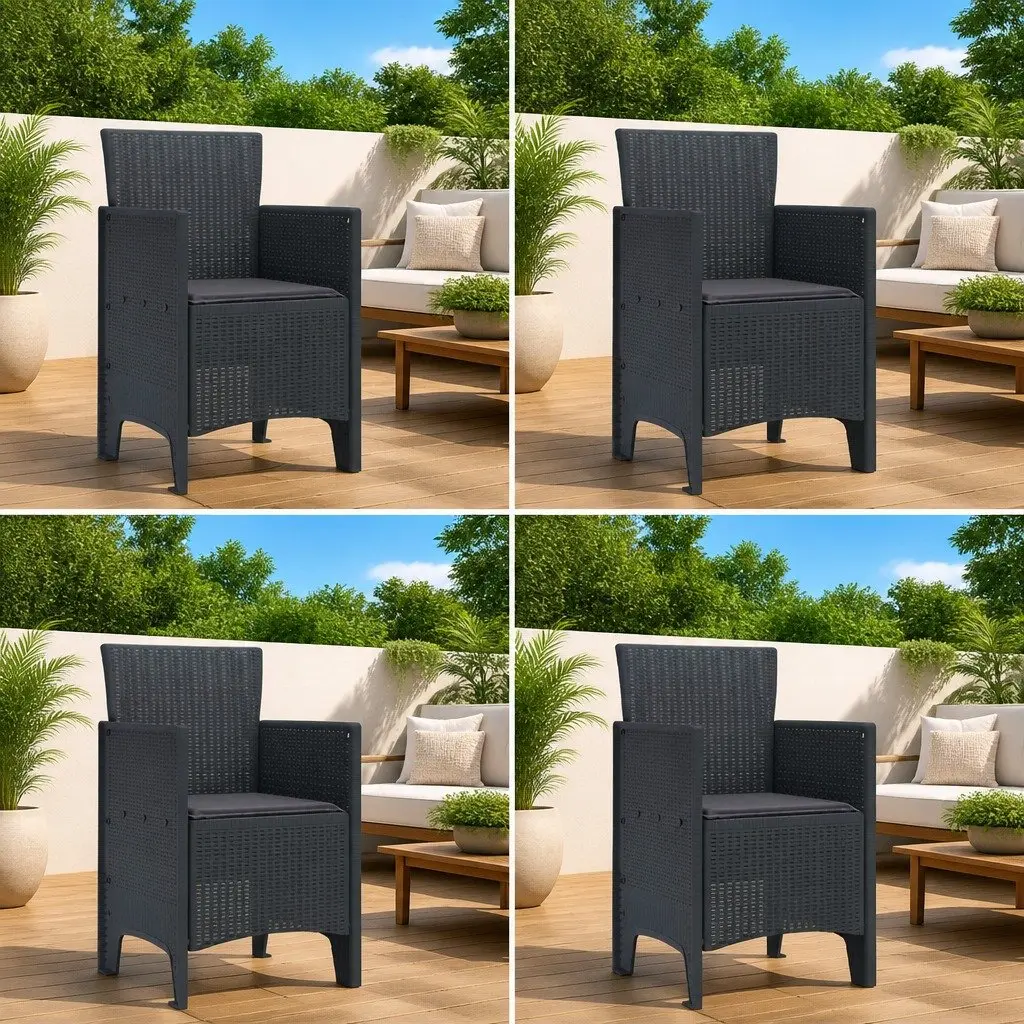 Garden Chair Set 4 Pieces Outdoor Patio Anthracite Modern Seating