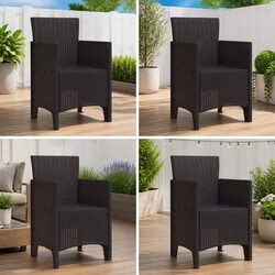 Brown Garden Chairs - 4-Piece Set with Specific Dimensions