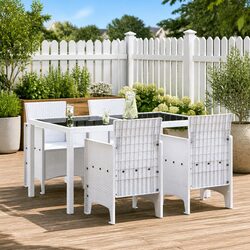 Specifications for 4 White Modern Outdoor Garden Chairs