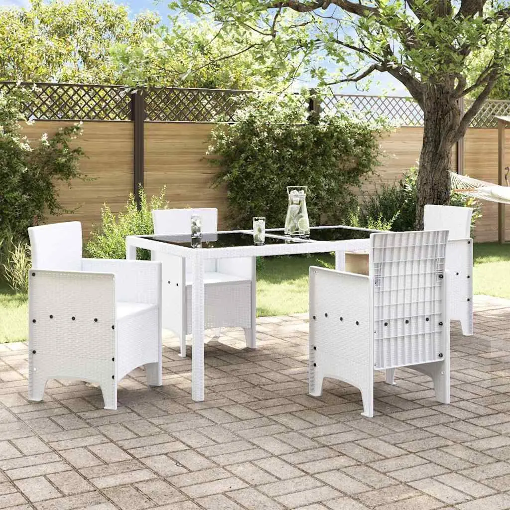 Garden Chair Set 4 Pieces Outdoor Patio White Modern Seating with Armrests