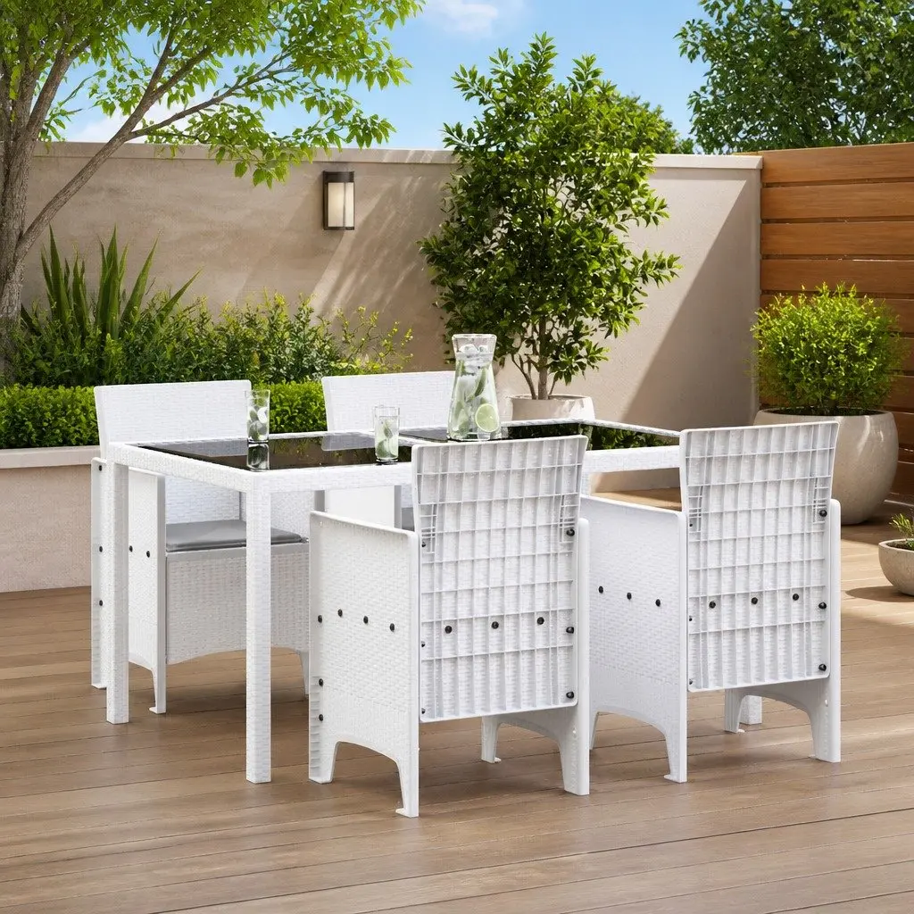 White Outdoor Garden Chair Set (4 pcs)