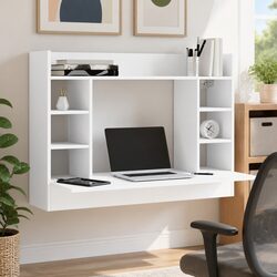 Wall-Mounted Desk Dimensions: 105x48x75cm - White Finish