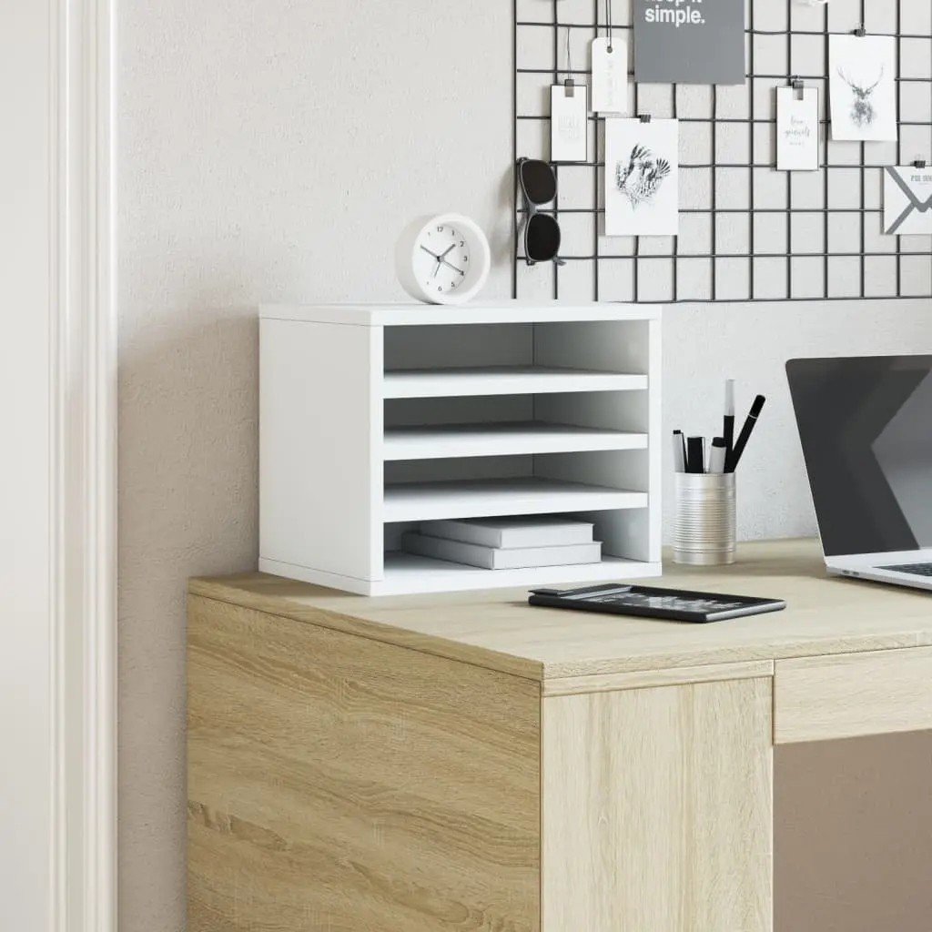 Desk Organiser White Office Storage Filing Accessories Container Compartments