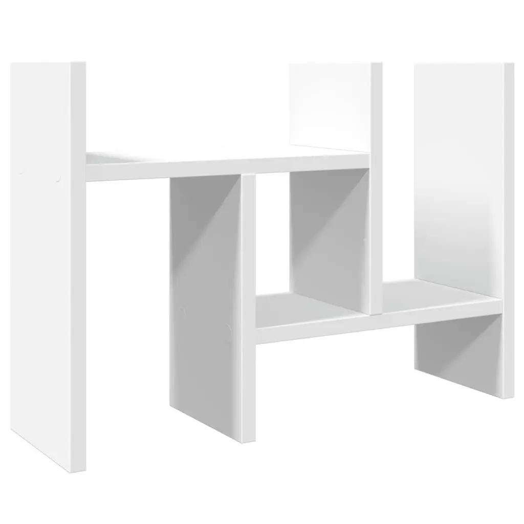 Desk Organiser White Engineered Wood Storage Shelf 34.5x15.5x35.5 cm
