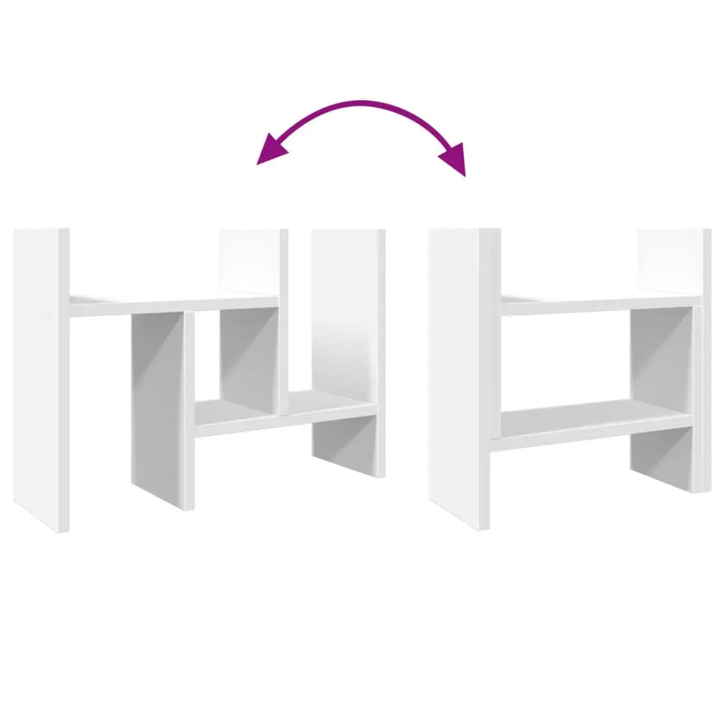 Desk Organiser White Engineered Wood Storage Shelf 34.5x15.5x35.5 cm