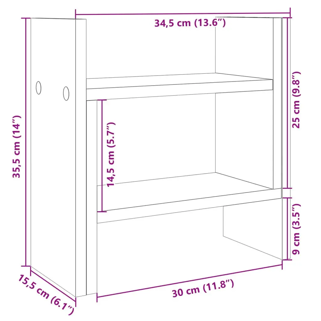 Desk Organiser White Engineered Wood Storage Shelf 34.5x15.5x35.5 cm