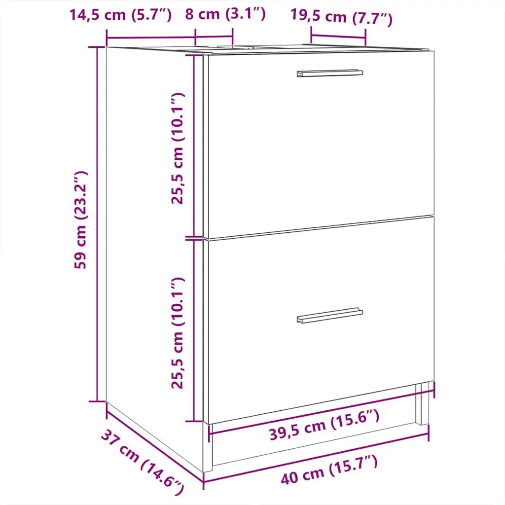 Bathroom Vanity Unit White Under Sink Cabinet 40x37x59cm Storage Drawer