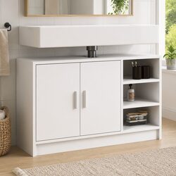 Bathroom Sink Cabinet White 90x29x55cm Engineered Wood Design