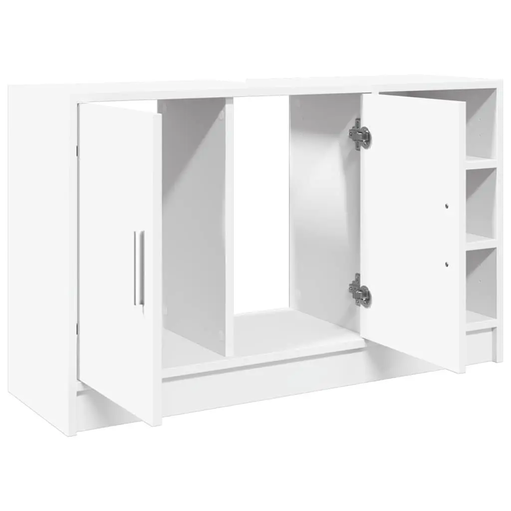 White Engineered Wood Bathroom Sink Cabinet Storage Vanity 90cm x 29cm x 55cm with Open and Closed Compartments