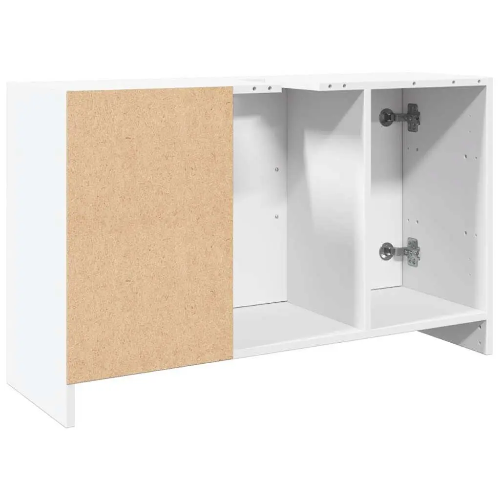 White Engineered Wood Bathroom Sink Cabinet Storage Vanity 90cm x 29cm x 55cm with Open and Closed Compartments