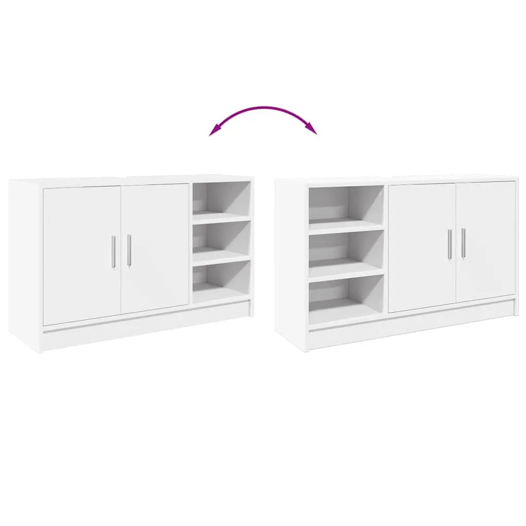 White Engineered Wood Bathroom Sink Cabinet Storage Vanity 90cm x 29cm x 55cm with Open and Closed Compartments