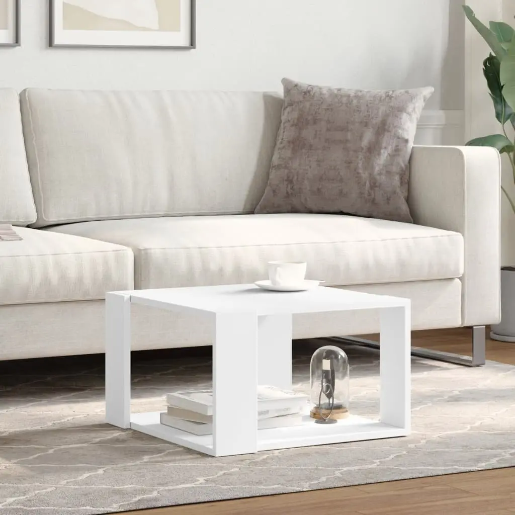 Coffee Table White 51.5x51.5x30 cm Engineered Wood Storage Accent Side Furniture