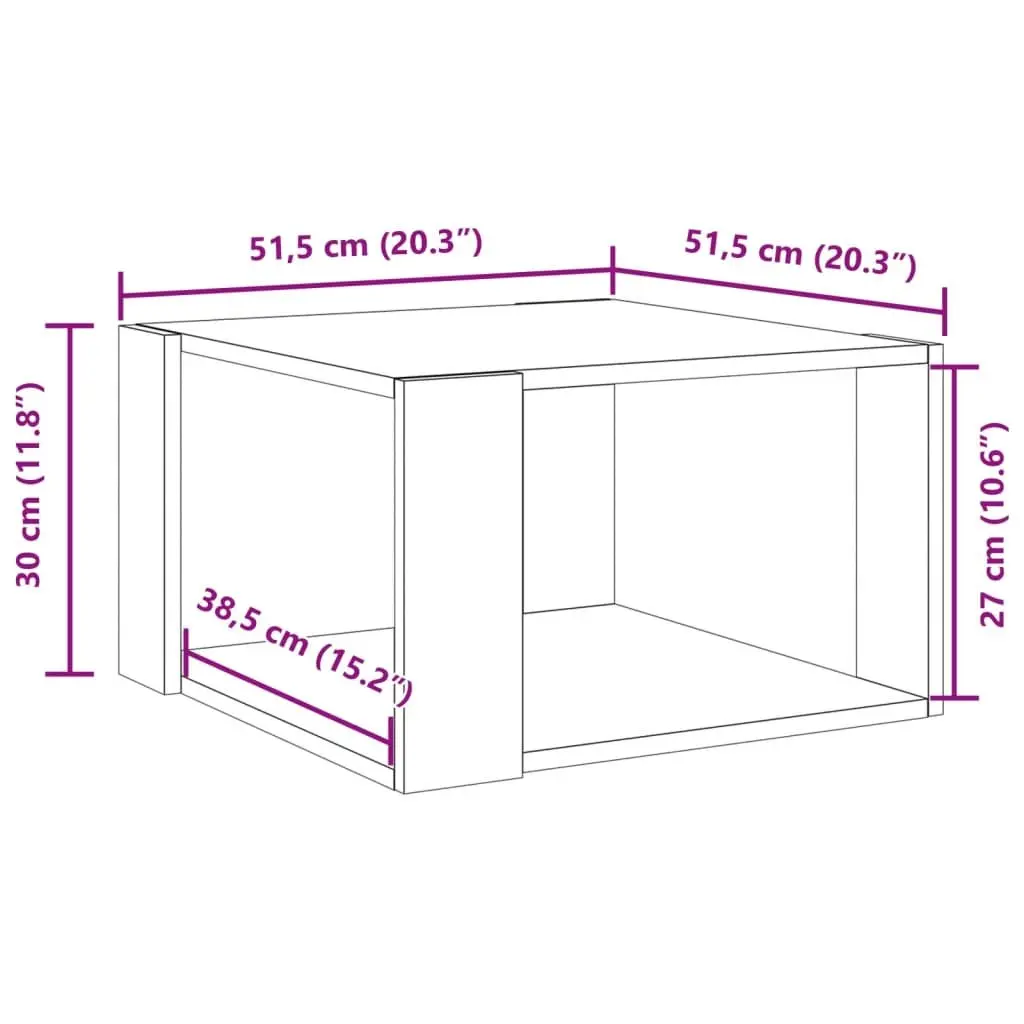 Coffee Table White 51.5x51.5x30 cm Engineered Wood Storage Accent Side Furniture