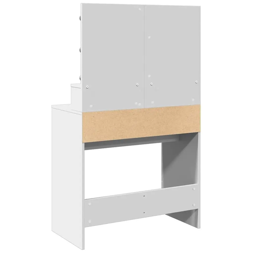 Dressing Table with LED Mirror White Bedroom Vanity Storage Drawers Compartments