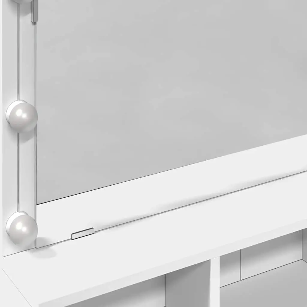 Dressing Table with LED Mirror White Bedroom Vanity Storage Drawers Compartments