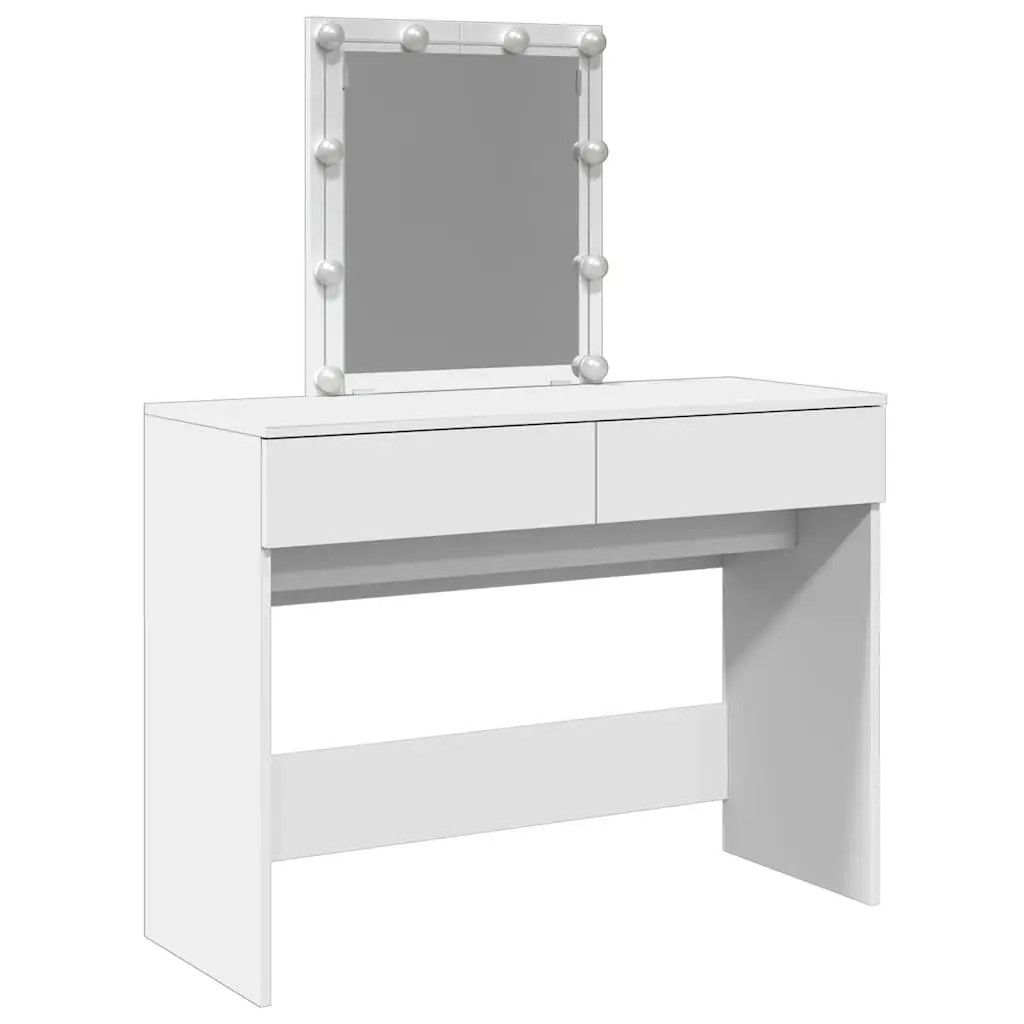 Dressing Table with LED Mirror 2 Drawers Bedroom Vanity Makeup Desk White