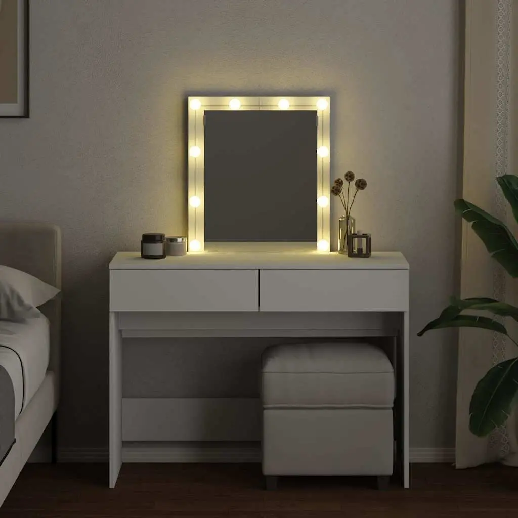 Dressing Table with LED Mirror 2 Drawers Bedroom Vanity Makeup Desk White