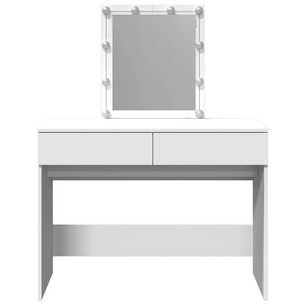 Dressing Table with LED Mirror 2 Drawers Bedroom Vanity Makeup Desk White