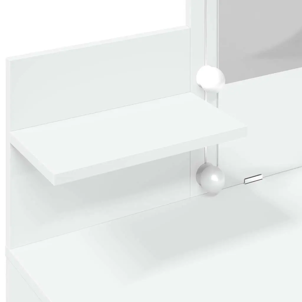 Bedroom Dressing Table with LED Mirror White Vanity Makeup Desk Storage Drawers