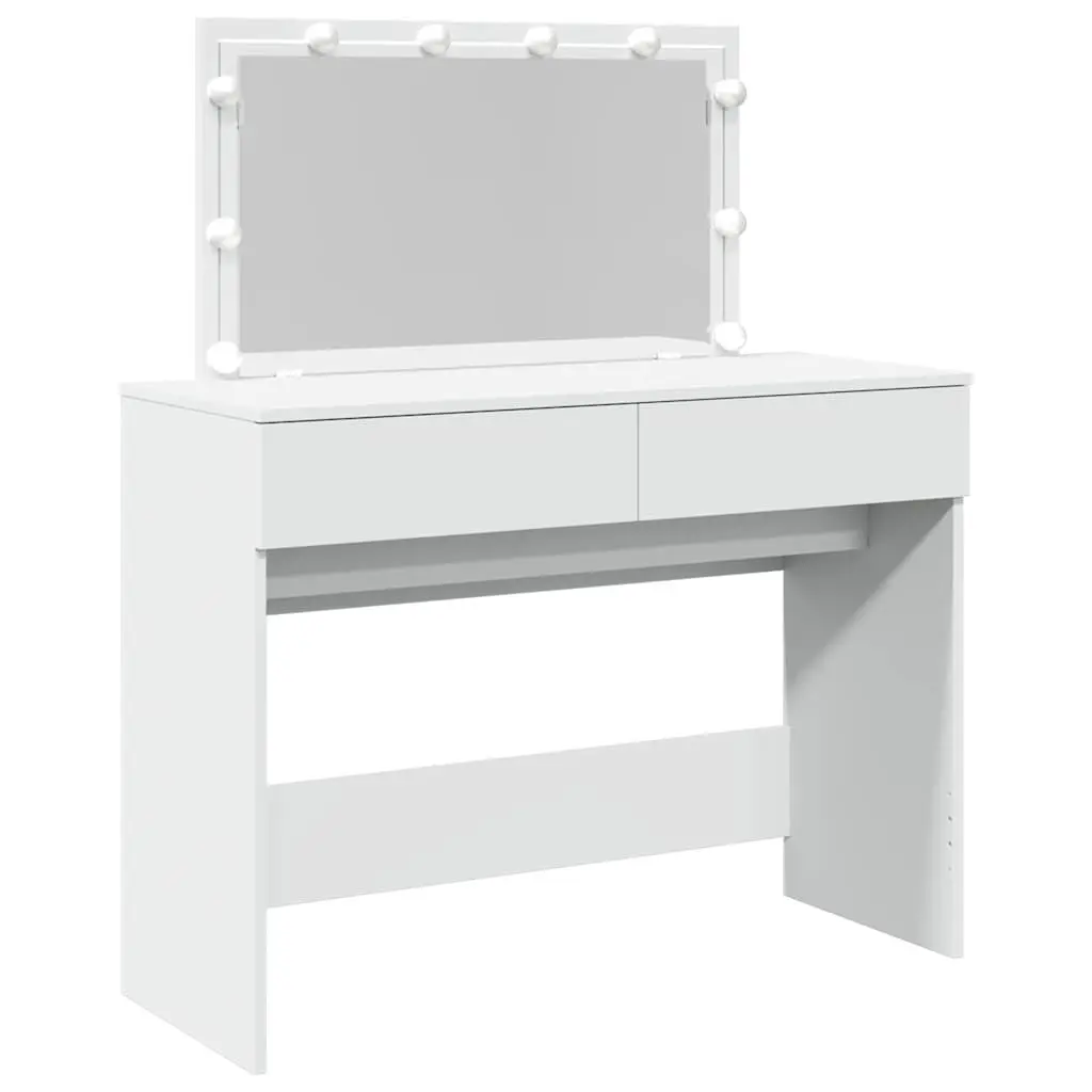 Dressing Table with LED Mirror White Bedroom Vanity 2 Drawers Storage Desk