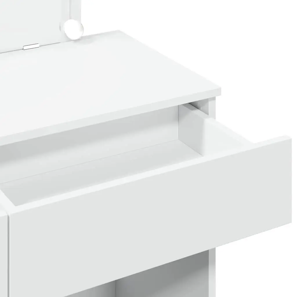 Dressing Table with LED Mirror White Bedroom Vanity 2 Drawers Storage Desk