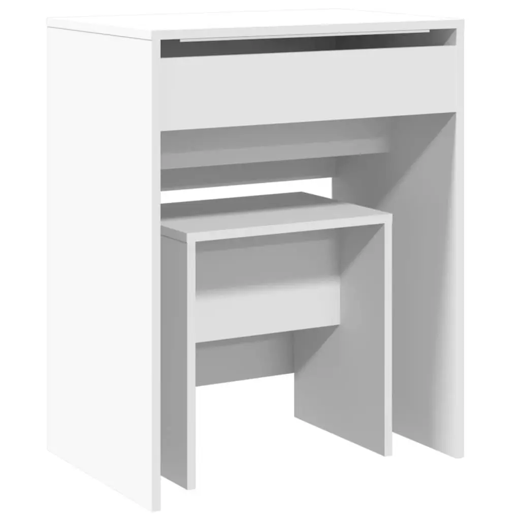 White Dressing Table with Stool and Mirror