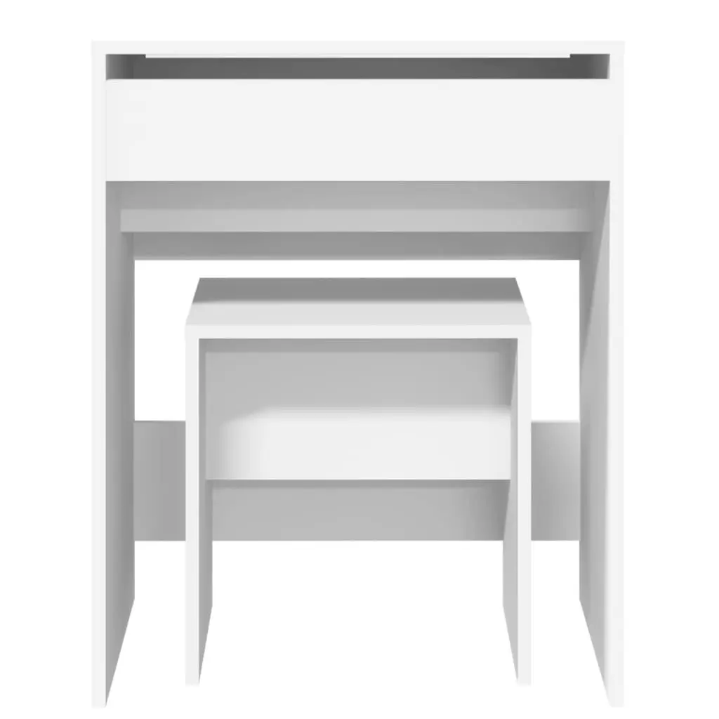 White Dressing Table with Stool and Mirror