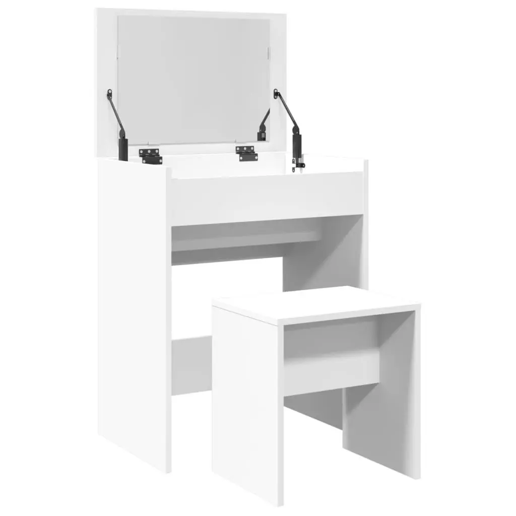 White Dressing Table with Stool and Mirror