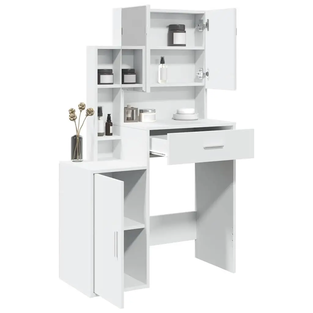 Dressing Table for Bedroom with Mirror and Storage Drawer White
