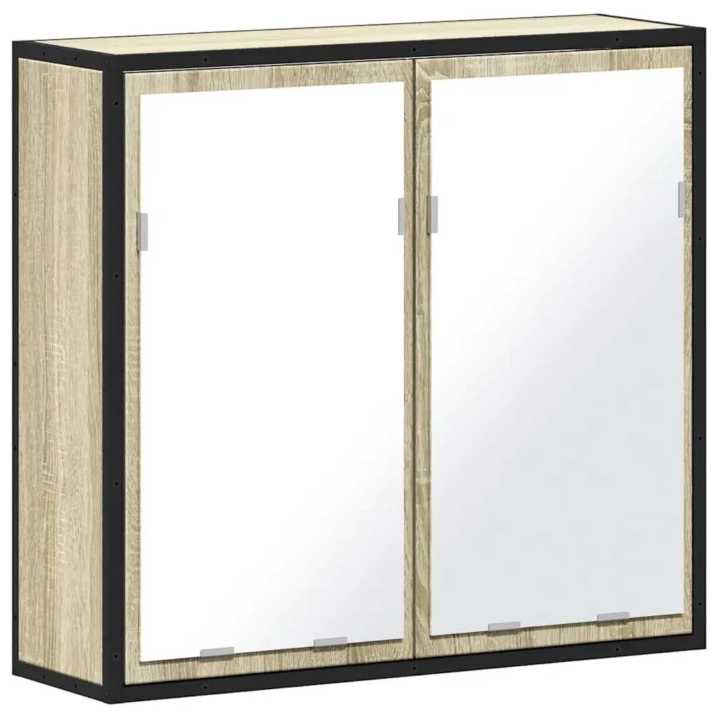 Bathroom Mirror Cabinet Wall-Mounted Storage Unit Brown 65W x 20D x 60H cm