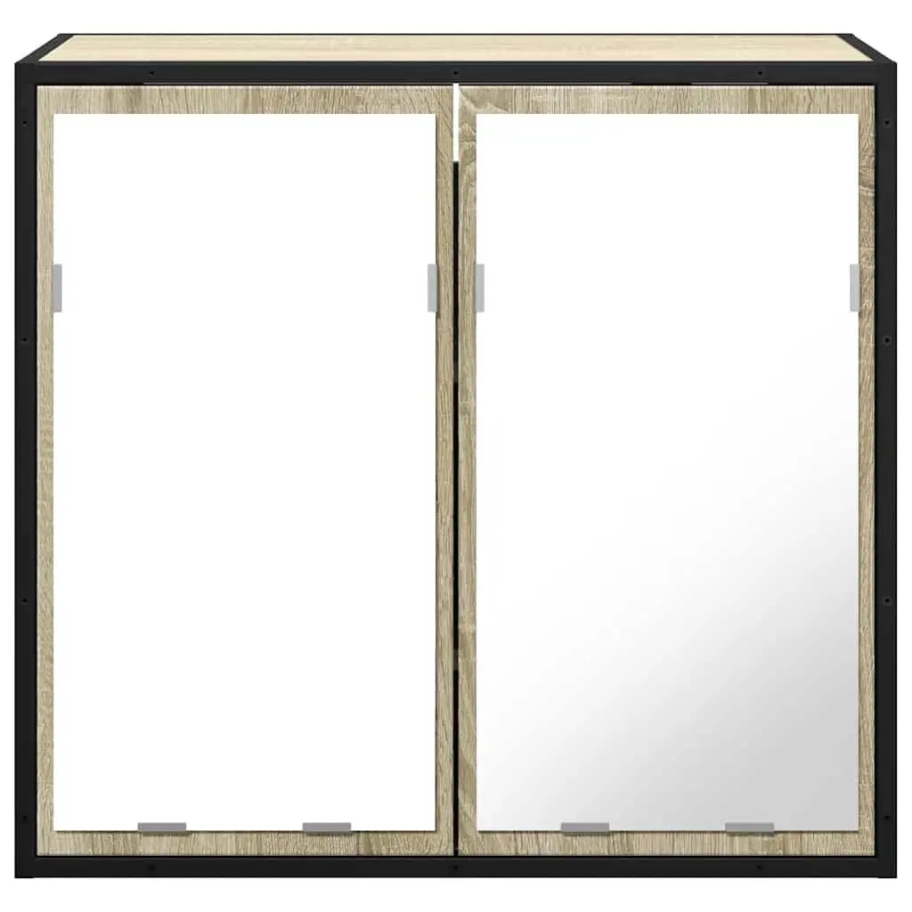 Bathroom Mirror Cabinet Wall-Mounted Storage Unit Brown 65W x 20D x 60H cm