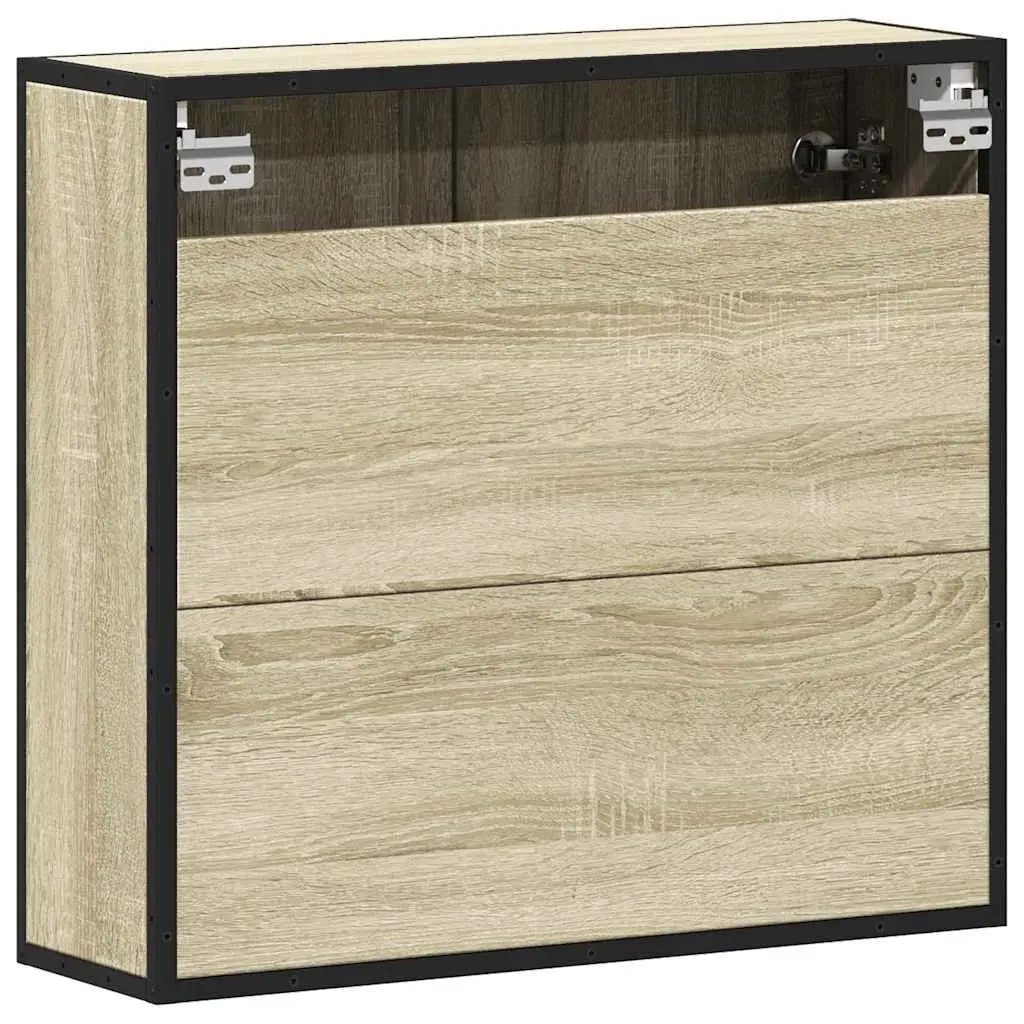 Bathroom Mirror Cabinet Wall-Mounted Storage Unit Brown 65W x 20D x 60H cm