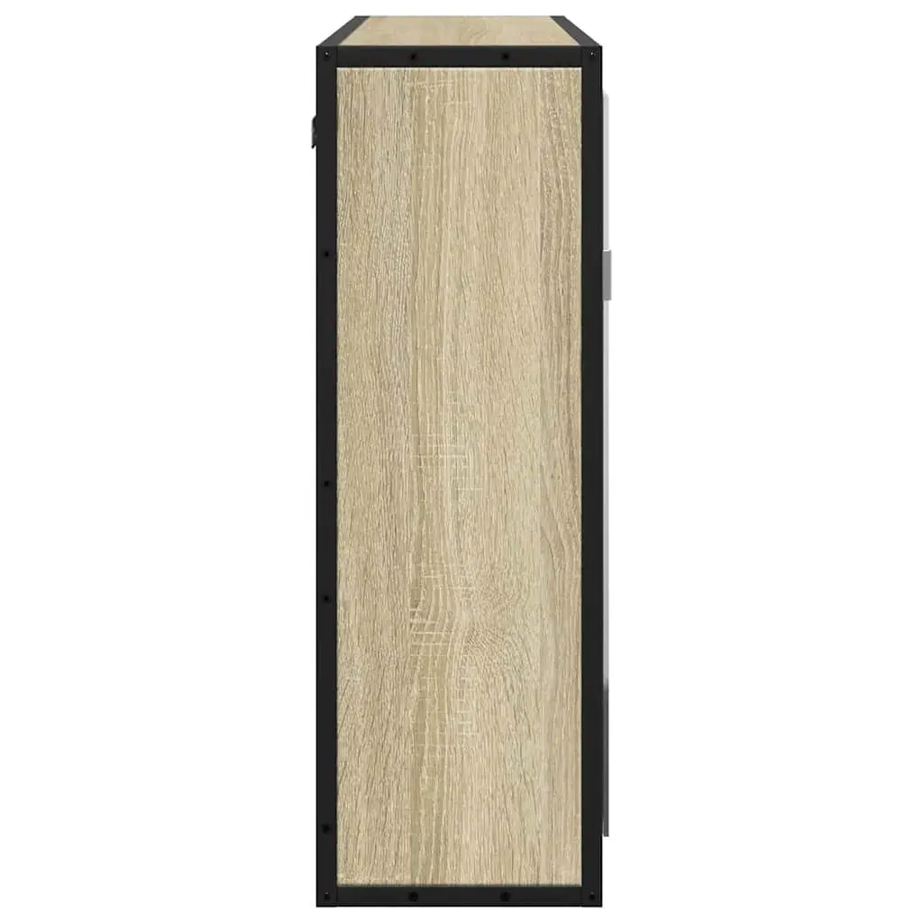 Bathroom Mirror Cabinet Wall-Mounted Storage Unit Brown 65W x 20D x 60H cm
