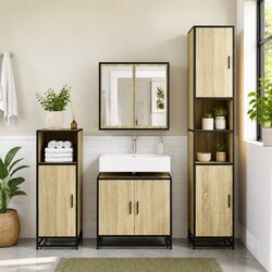 Brown Engineered Wood Bathroom Sink Cabinet: 65 x 33 x 60 cm