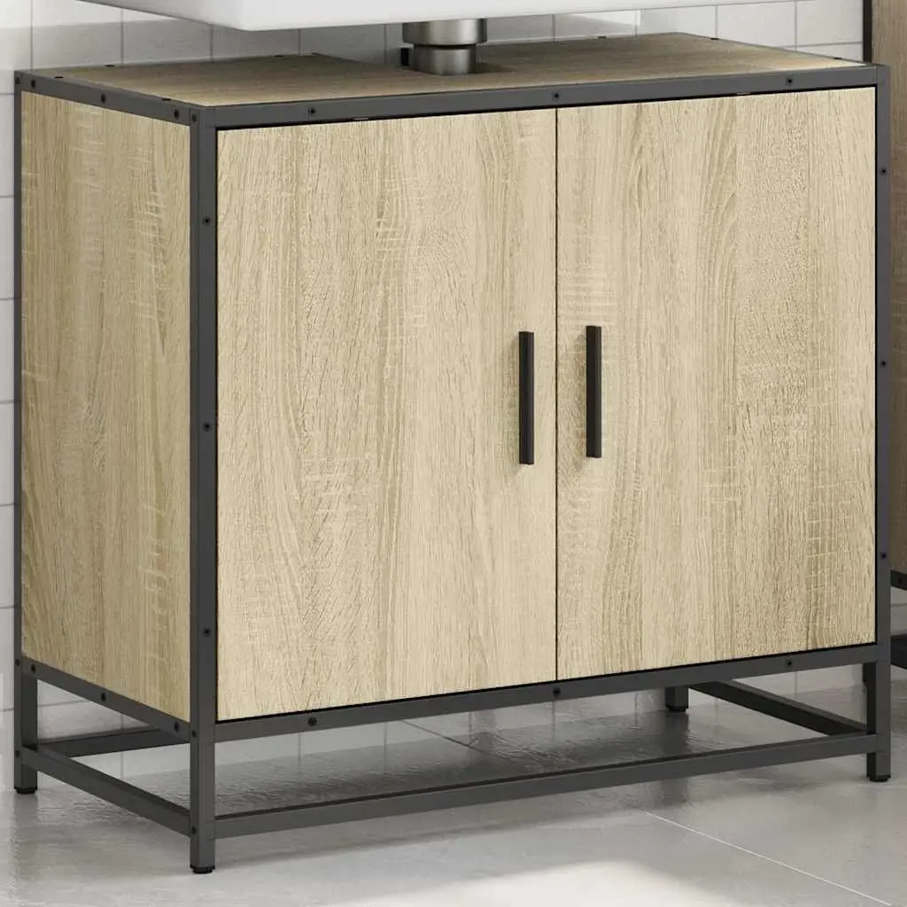 Bathroom Sink Cabinet for Bathroom Brown Engineered Wood Vanity 65 x 33 x 60 cm
