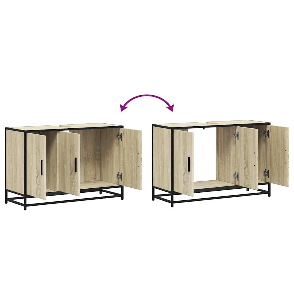 Bathroom Sink Cabinet for Bathroom Storage Engineered Wood Sonoma Oak Brown 90x33x60cm