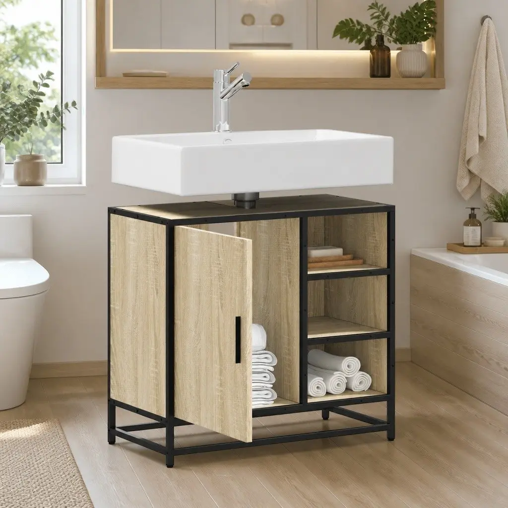Engineered Wood Bathroom Sink Cabinet Unit