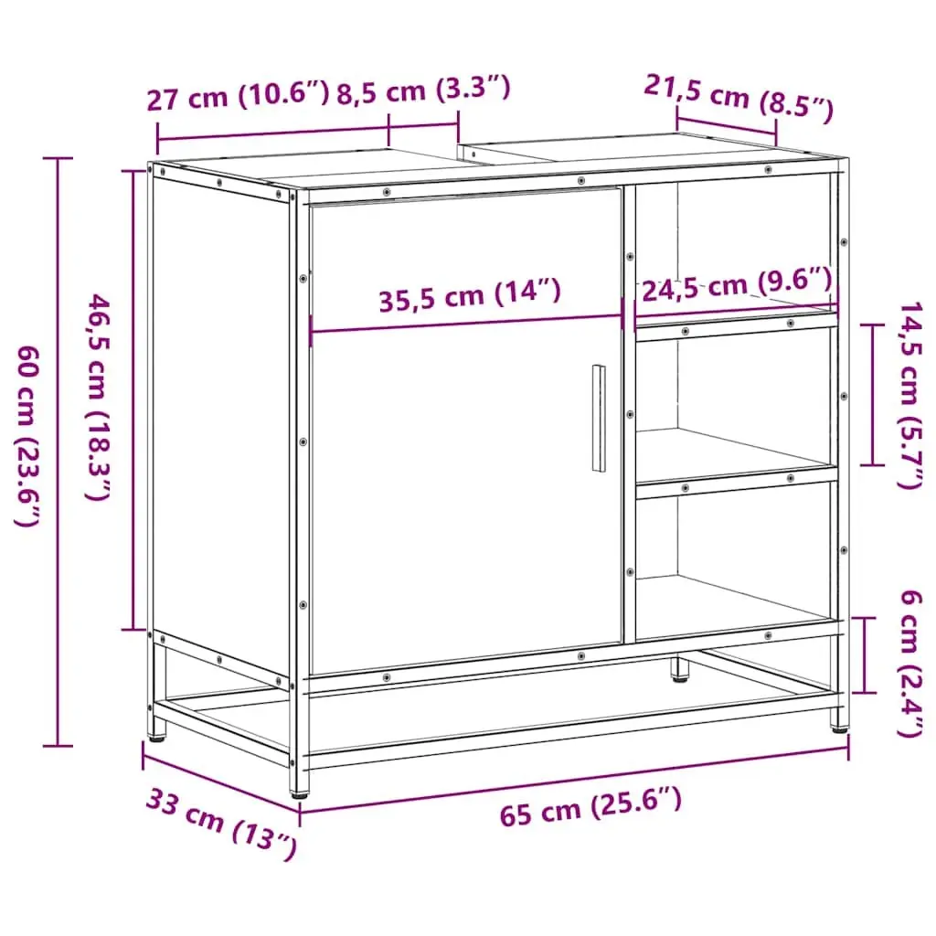 Engineered Wood Bathroom Sink Cabinet Unit